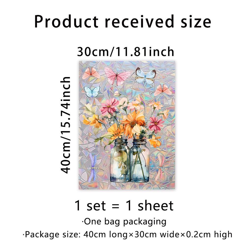 Colorful Sun Catcher Window Stickers Rainbow Prisms Flower Butterfly Bee Floral Decals Waterproof Sunlight Cloud