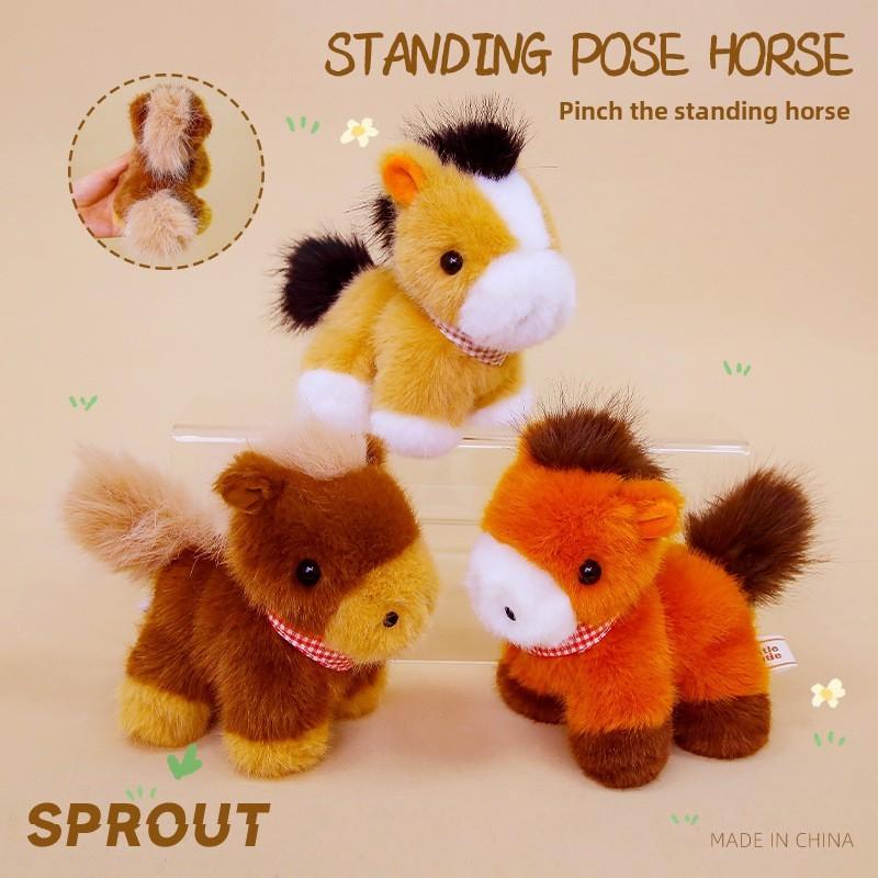 Милый клетчатый шарф Пони Плюшевая игрушка Кукла Настольное украшение Орнамент Для детей и Детский подарок