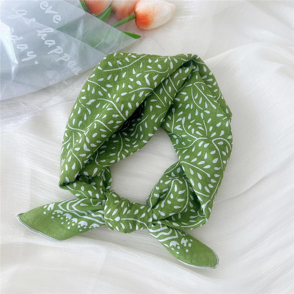 Cotton And Linen Small Square Scarf Silk Scarf Women'S Spring And Autumn New Style Artistic And Versatile Fashionable Temperament Headband Scarf