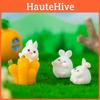 Charming Resin Craft Mini Fat Bunny Animal Tabletop Ornaments Cartoon Style