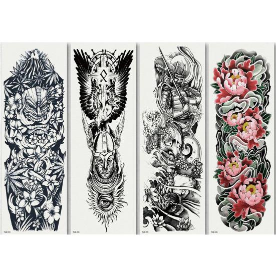 Временная поддельная татуировка на всю руку для мужчин и женщин, наклейка для боди-арта, наклейка для переноса воды