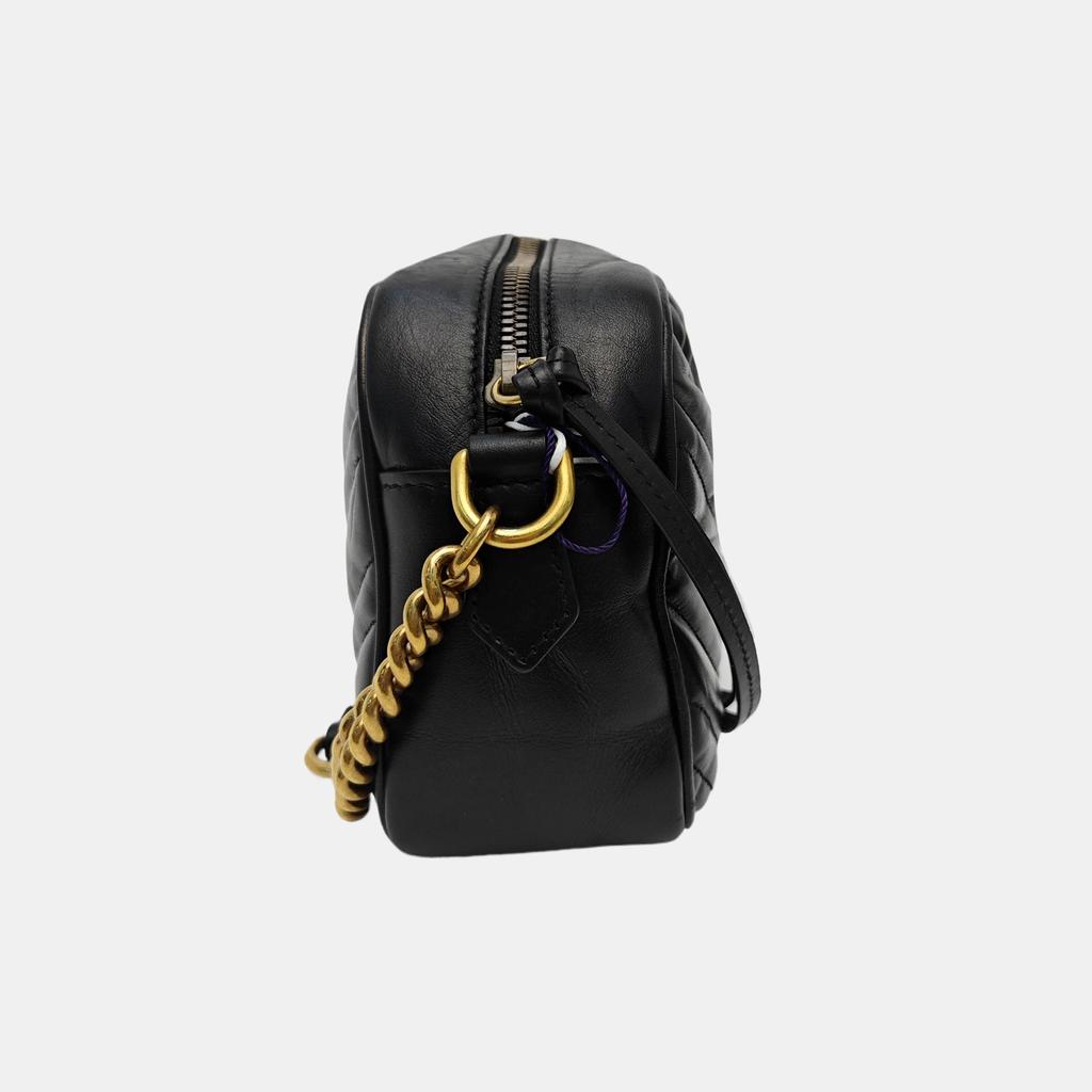 [Pre-Owned] Gucci GG Marmont Small Matelassé Shoulder Bag 'Black' - Very Good #2ZC87Z