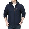 Jacket Outdoor Tops Spring Thin Autumn Hooded Lightweight Embroidery Plain Stylish [Manatsulife] Men's 7886. (Navy, L)