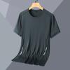 Plus Size Men's Casual Round Neck Short Sleeved T-shirt with Added Fat Summer Cool Feeling Loose Fitting Ice Silk Mesh Half Sleeve