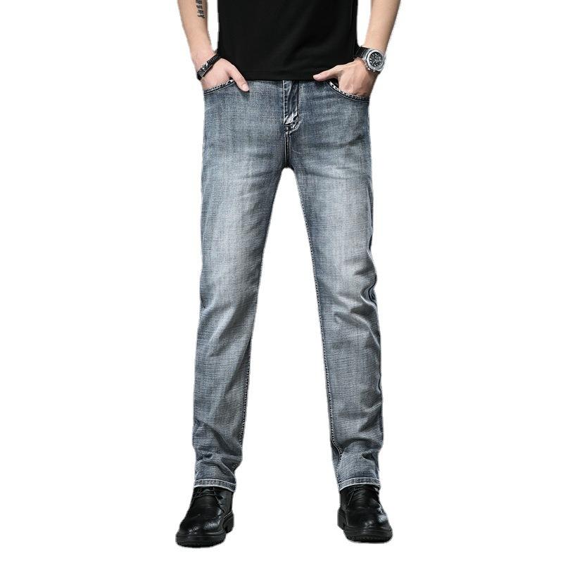 Мужские джинсы свободного покроя, новые корейские облегающие эластичные повседневные прямые винтажные джинсовые брюки мужские