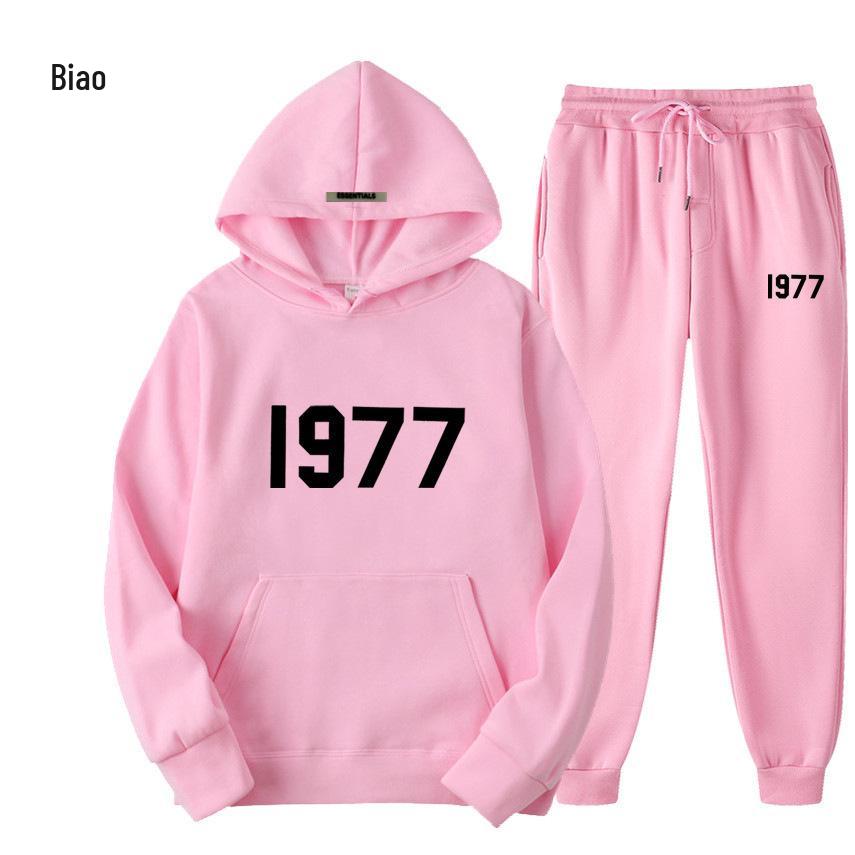 ESSENTIALS 1977 Модный флисовый комплект с худи - Унисекс Свободный крой Свитшот
