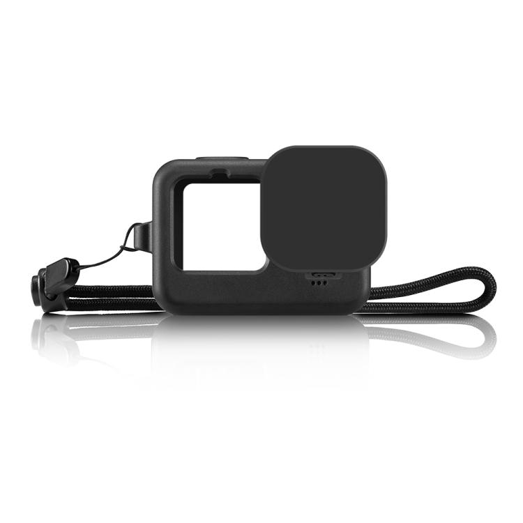 PULUZ для GoPro HERO12 черный/11 черный/10 черный/9 черный силиконовый защитный чехол с ремешком на запястье и крышкой для объектива