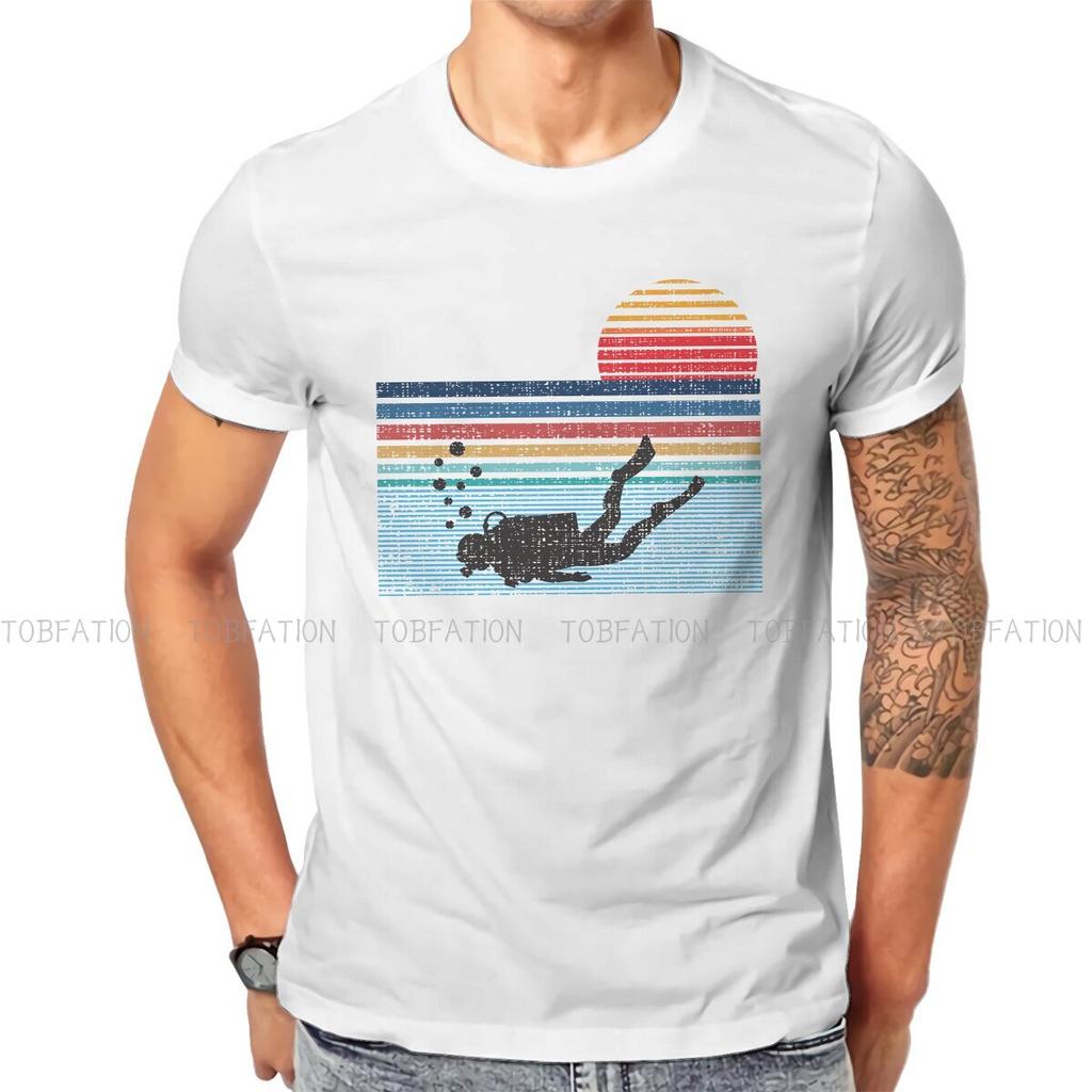 Vintage Retro Newest Tshirts Dive Scuba Diving Men Harajuku Fabric Tops T Shirt Round Neck Oversized