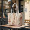 Vintage Rose Floral Print Tote Bag Elegant Ladies Casual Daily Large Capacity Shoulder Handbag for Outdoor Shopping Work
