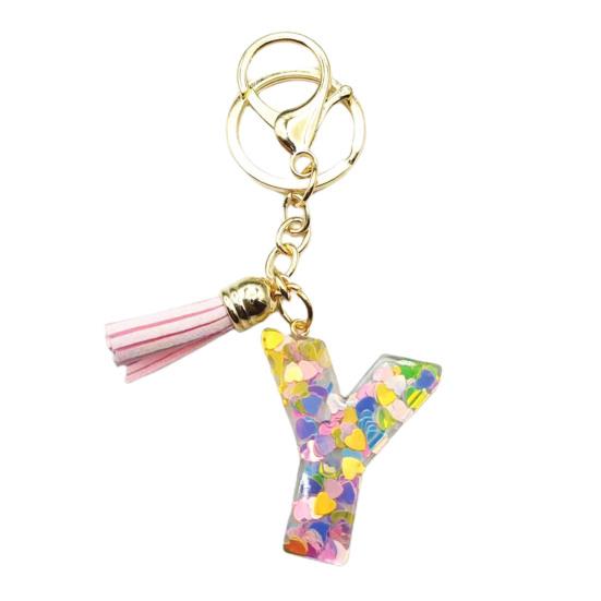 Красочный акриловый брелок с розовыми кистями, декор, буквенная чашка, кулон, брелок для ключей, украшение для бутылки с водой, подарок на день рождения
