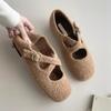 Мода Женская Мода Балетки Зима Новые Квадратный Носок Неглубокий Вырез Замша Мягкая Подошва Нескользящие Туфли с Низким Верхом