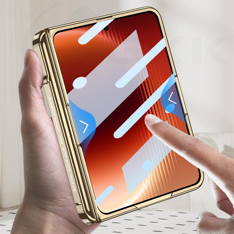 For Huawei Pura X Max Case Luxury Plating Clear Magnetic Hinge All-include Screen Glass Plastic Cover for Huawei Pura X Max Case