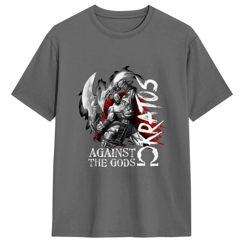 God Of War Kratos Tshirt Beach Harajuku T Shirts Couple Cotton O Neck Plus Size Clothing Short Sleeve Vintage Tops