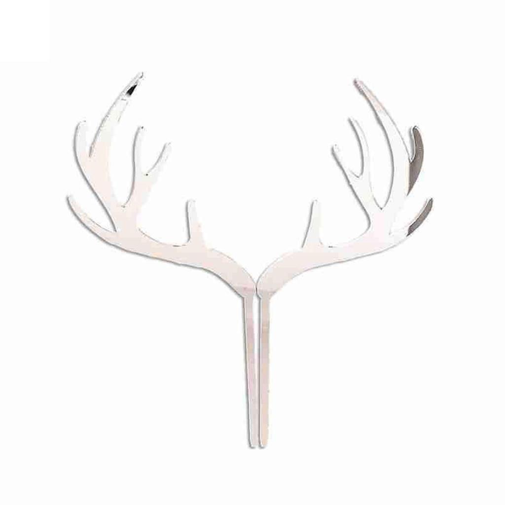 Год Олень Лось Золото Серебро Акриловое Рождественское Украшение Оленьи Рога Товары для Вечеринки Топпер для Торта