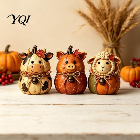 Thanksgiving Tiered Tray Decorations 3PCS Rustic Autumn Harvest Wooden Ornaments, Animal Designs Retro Table Decor Distressed Farmhouse Crafts,