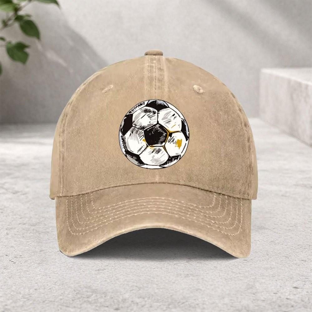 Soccer Graffiti Baseball Cap Washed Cotton Adjustable Outdoor Sports Vintage Style for Unisex Women