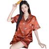 French Girl Summer Ice Silk Pajamas Short-Sleeved Set Bow Cool Silk Loungewear