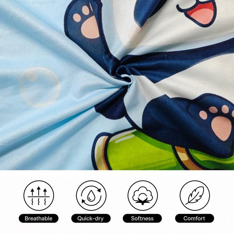 Kids Cartoon Panda Hooded Beach Towel Quick Dry Microfiber Bath Pool Travel