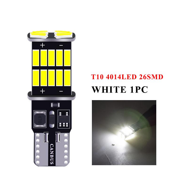 10PCS T10 W5W LED Bulbs Canbus Car Interior Light 194 LED Instrument Lights Lamp Dome Light 26 4014 SMD No Error 12V 6000K