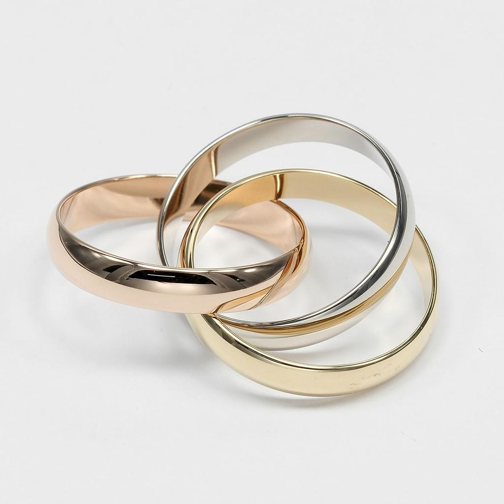 Cartier Кольцо Trinity 0,1" ободок Золото K18 (YGxPGxWG) #4.5(Наш размер) 6,59 г Женское Б/У