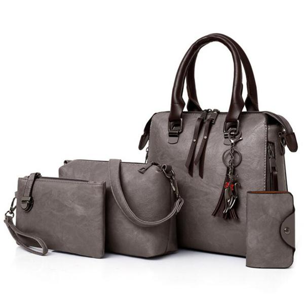 Женская композитная сумка с кисточками, роскошные кожаные сумки-кошельки, известные бренды, дизайнерская женская сумка через плечо с верхней ручкой, 4 шт./комплект