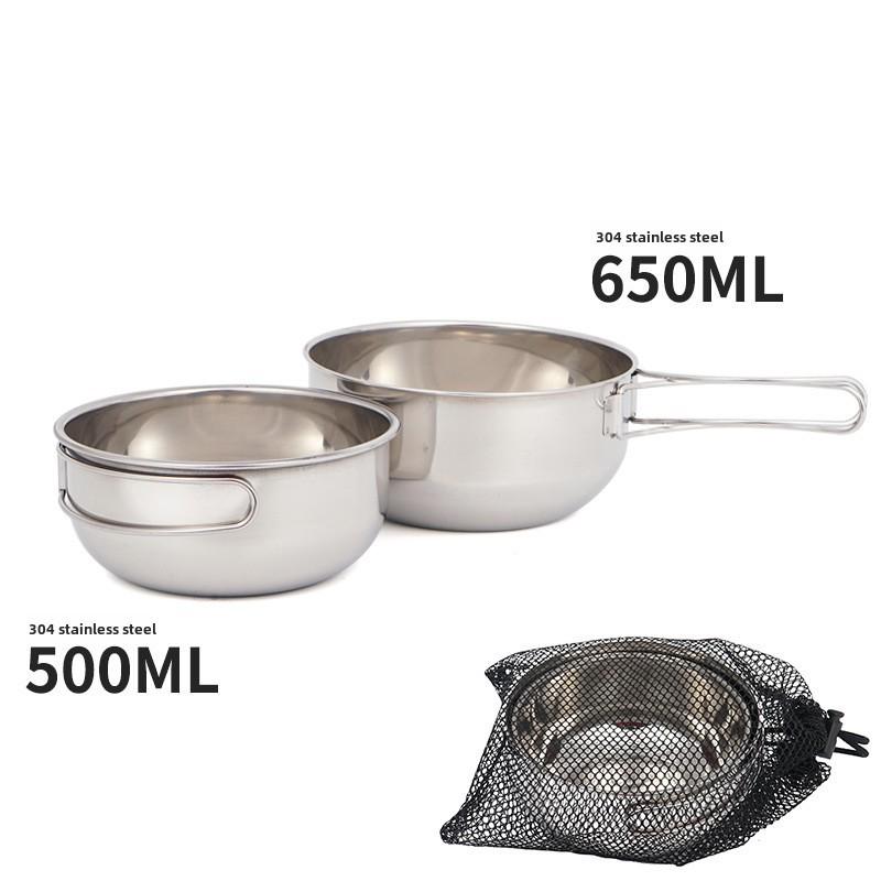 Складная миска из нержавеющей стали 304 - 500 мл, портативный набор столовых приборов для кемпинга и пикника