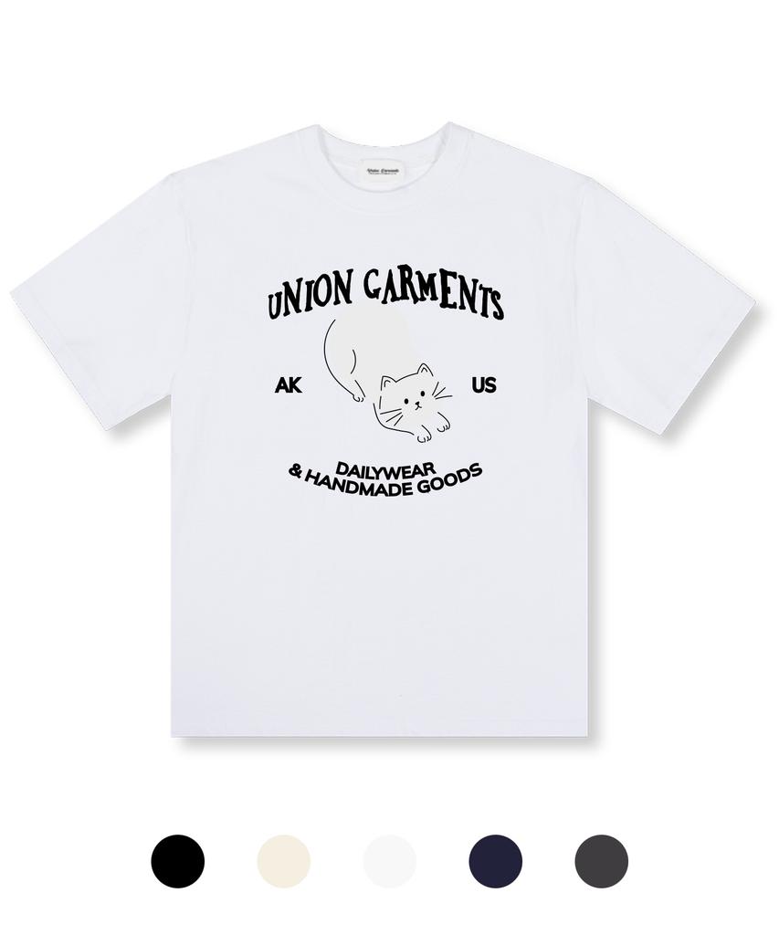 UNION GARMENTS Повседневная футболка оверсайз с коротким рукавом с принтом кота 5 цветов