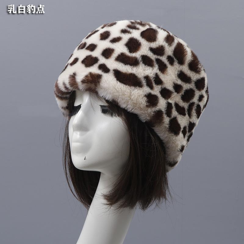 Autumn and winter imitation Rex rabbit hair round flat top hat short plush fur thickened fluff the elderly warm beanie children