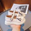 Children Shallow Leather Shoes for Girls Bow 2024 Pearls Cute Glossy Versatile Soft Breatheable Simple Non-slip Princess Loafers