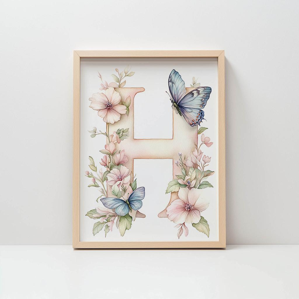 H Jak Harmonia - Plakat Kwiatowy Dla Dzieci H Jak Harmonia - Plakat Kwiatowy Dla Dzieci, 30X40 Cm, Bez Ramy, Płótno Premium Na Blejtramie