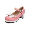 Модные туфли на среднем каблуке с оборками в стиле Лолита, милые туфли-лодочки Мэри Джейн с бантом, свадебные туфли для невесты, для косплея, вечеринки, красные, розовые, черные, зеленые, размер 34-48