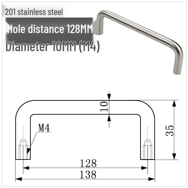 304 Stainless Steel U-Shaped Cabinet Handle, Polished Carbon Steel Round Bar Pull, available in sizes M3, M4, M5.