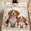 1Pc Cutetwodogs Print Flannel Blanket, High quality Comfortable for All Seasons, Home Decor, Warmth and Comfort, Perfect for Christmas Gifts
