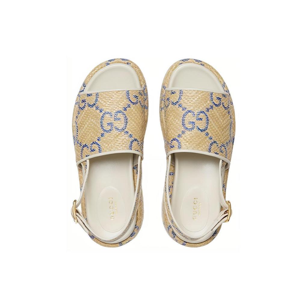 Gucci Женские босоножки на одной лямке, бежевые, 695078 UWB10 9572