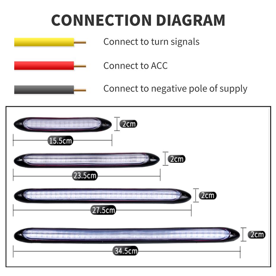 Светодиодные автомобильные дневные ходовые огни DRL, водонепроницаемые универсальные автомобильные фары, последовательный указатель поворота, желтая текущая лампа