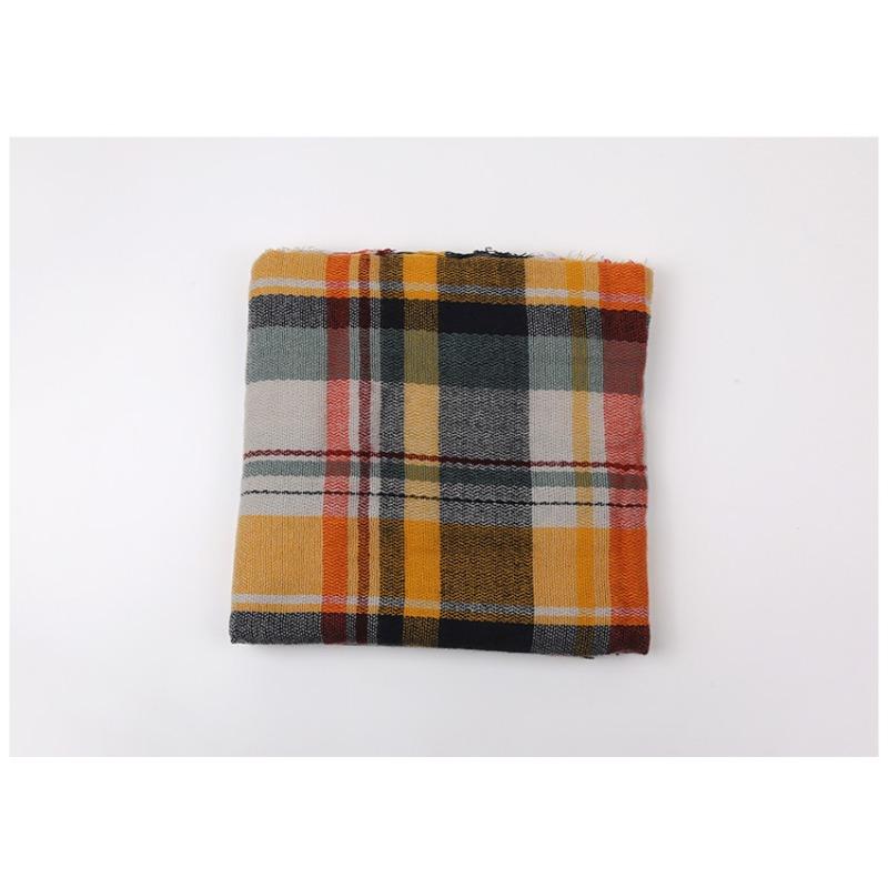 Модный квадратный шарф, осенне-зимний имитация кашемира, желтый и серый клетчатый шарф, шаль двойного назначения