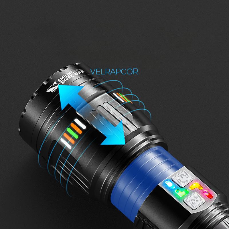 Переменный фокус, сверхдлительный срок службы, фонарик высокой яркости, сильный уличный свет, большая дальность действия, цветной ночник, фонарик из алюминиевого сплава