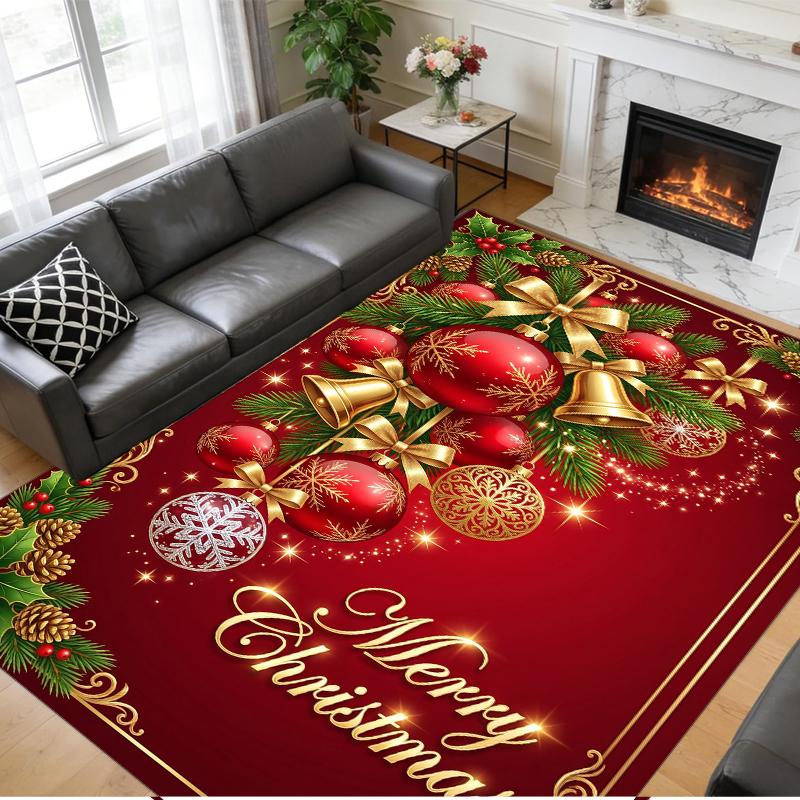 Christmas Printed Square Area Rug Soft Non Slip Floor Carpet For Bedroom Holiday Gift
