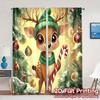 2pcs,Curtains Cute Christmas Deer with Ornaments (2) Modern Curtains&Window Treatment Fabric Curtains Versatile All for Kitchen