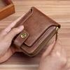 Vintage Men Wallet Short Purse Hasp Zipper Card Case Purse Solid Color PU Leather High Quality Durable  Wallet Convenient Male