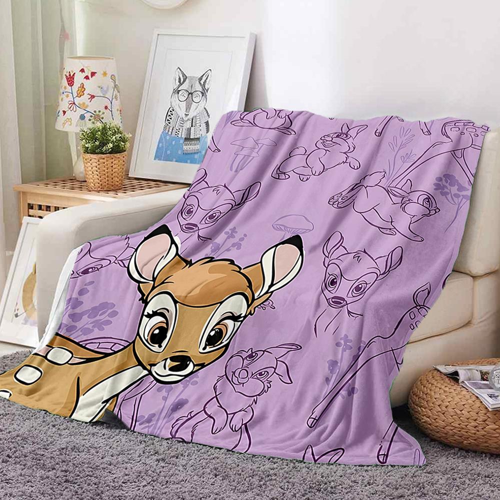 Carton B-Bambi Fawn Print Flannel Queen Blanket - Soft Cozy Blanket for Couch, Sofa, or Bed, Office Travel Camping Holiday Gifts