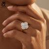 ORSA JEWELS Изумительное кольцо из стерлингового серебра 925 пробы, цвет D, с моассанитом в форме четырехлистника, для женщин, роскошное, для вечеринки, свадебное украшение MOR18