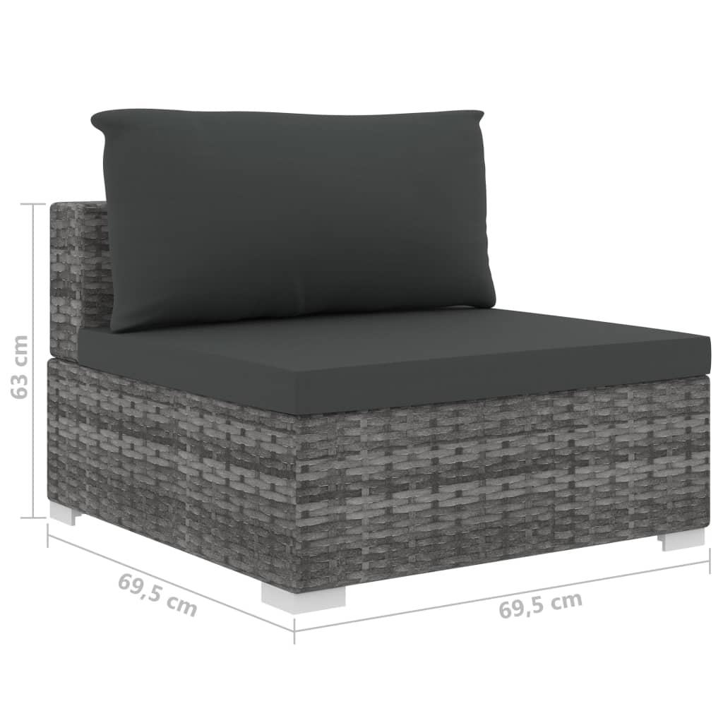 8 Piece Garden Lounge Set with Cushions Poly Rattan Gray