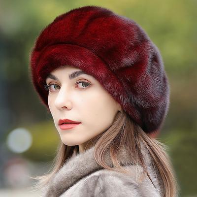 Женская зимняя теплая шапка из соболя, берет из натурального меха норки, зимняя шапка-«джокер» для матерей среднего и пожилого возраста.