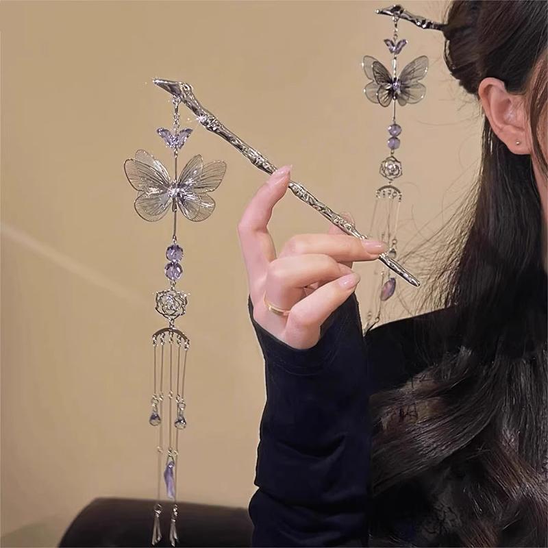 Vintage Butterfly Tassel Hair Sticks For Women Girls Chinese Style Hair Sticks Versatile Exquisite Hair Accessories Gifts