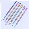 Rainbow Stainless Steel Nail Cuticle Pusher Tweezer Nail Art Files UV Gel Polish Remove Manicure Care Groove Clean Tool