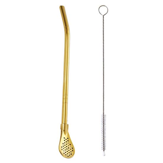 Трубочки для питья чая, ложка-фильтр, разноцветная нержавеющая сталь с щеткой, даже сетка, многоразовый инструмент для чая из тыквы