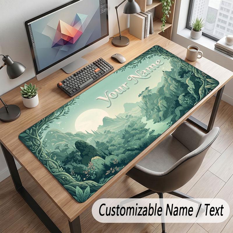 Mushroom Forest Theme Customized Mouse Pad Personalized Print Name Text Desk Mat For Home Office Table Decor