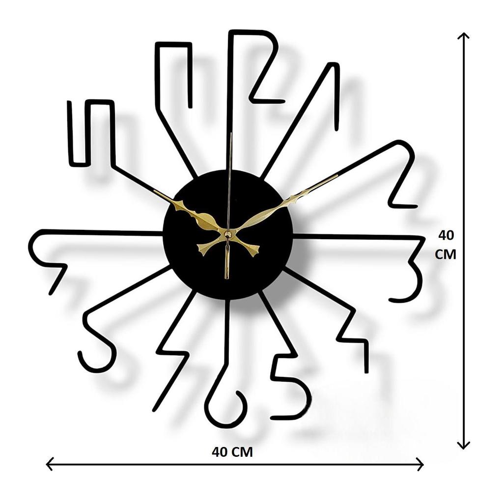 Дизайнерские металлические настенные часы для гостиной, спальни, офиса, кухни. Стильные аналоговые настенные часы, большого размера. (40 см) (Черный матовый)