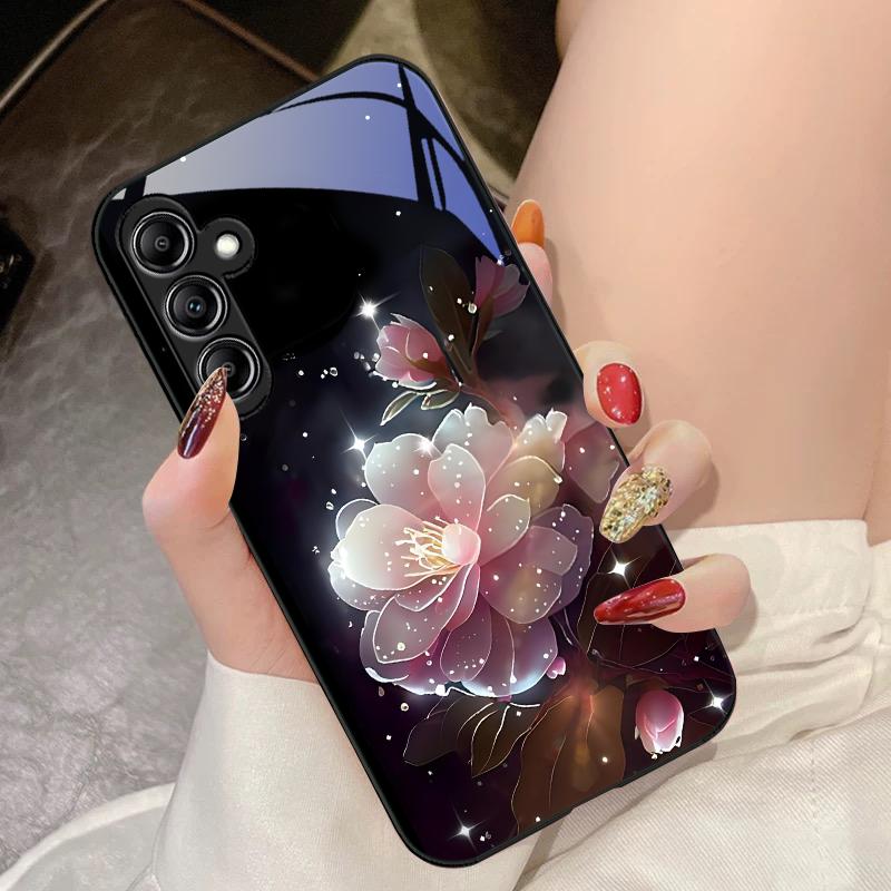 Стеклянный чехол для телефона Samsung Galaxy A14 4G 20 30 52 20S 21S 22 A25 32 33 34 42 50 51 53 54 70 71 72 73 5G Чернильная гора Камелия